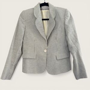 Vintage Evan Picone Petites Seersucker Blazer Striped Jacket Women's Size 6